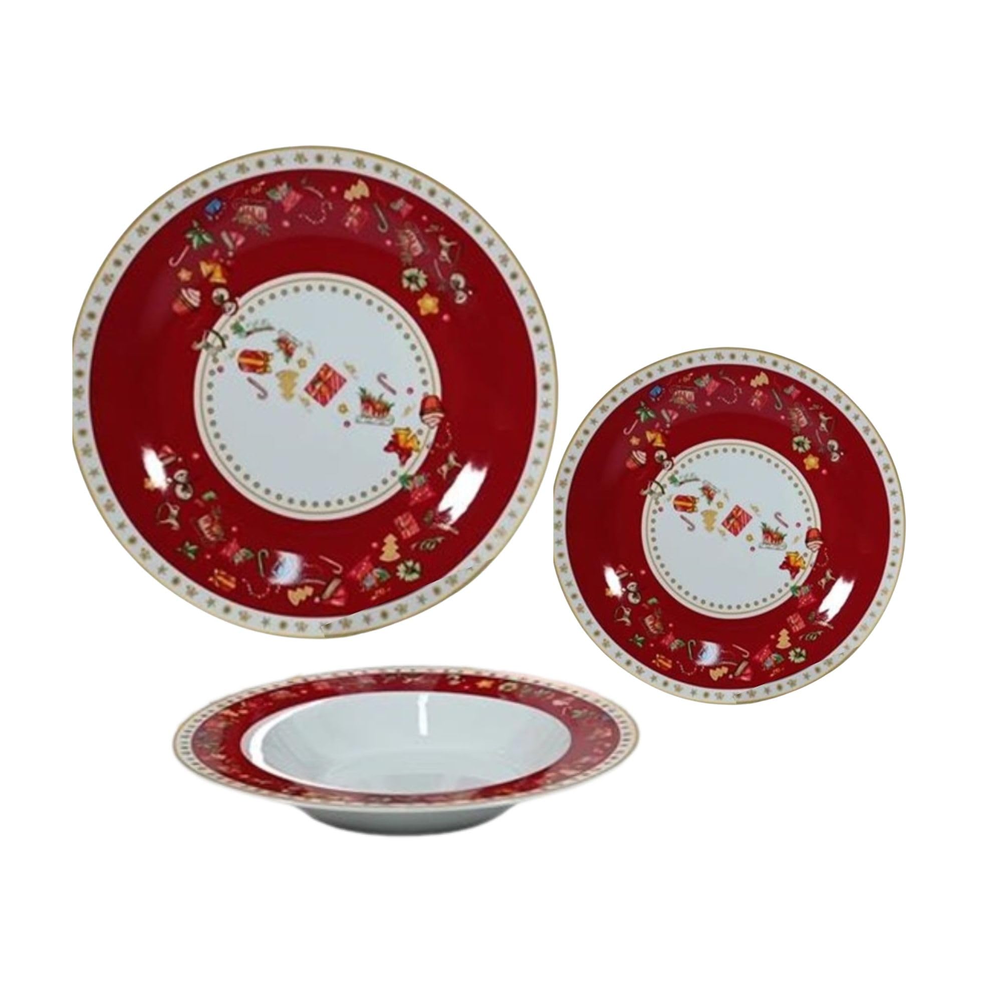 Cecaro Group set 18 piatti porcellana Natale per 6 persone