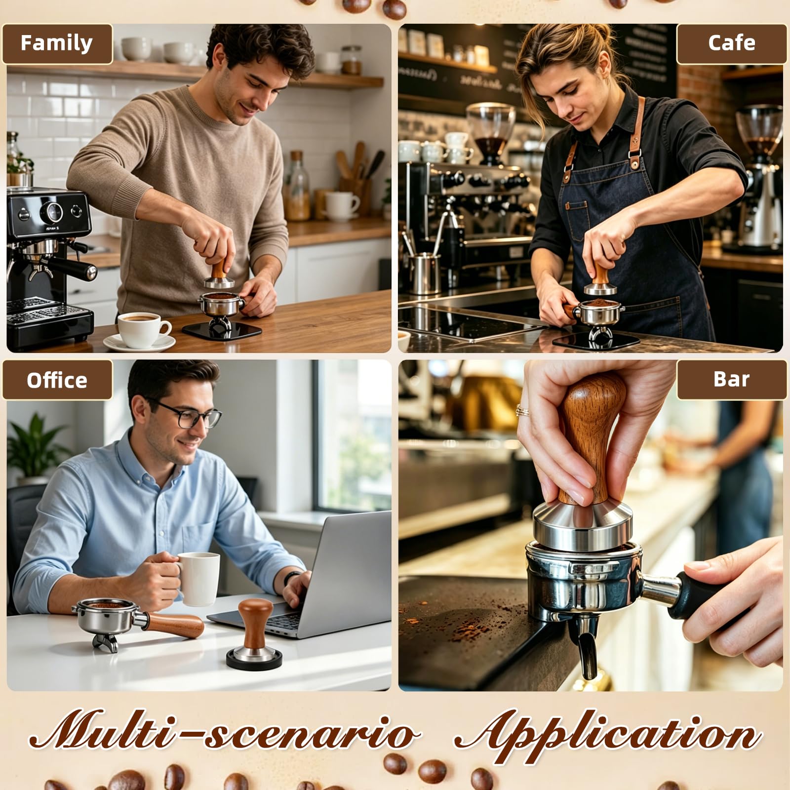 Quelcc pressino caffè 51 mm acciaio manico legno