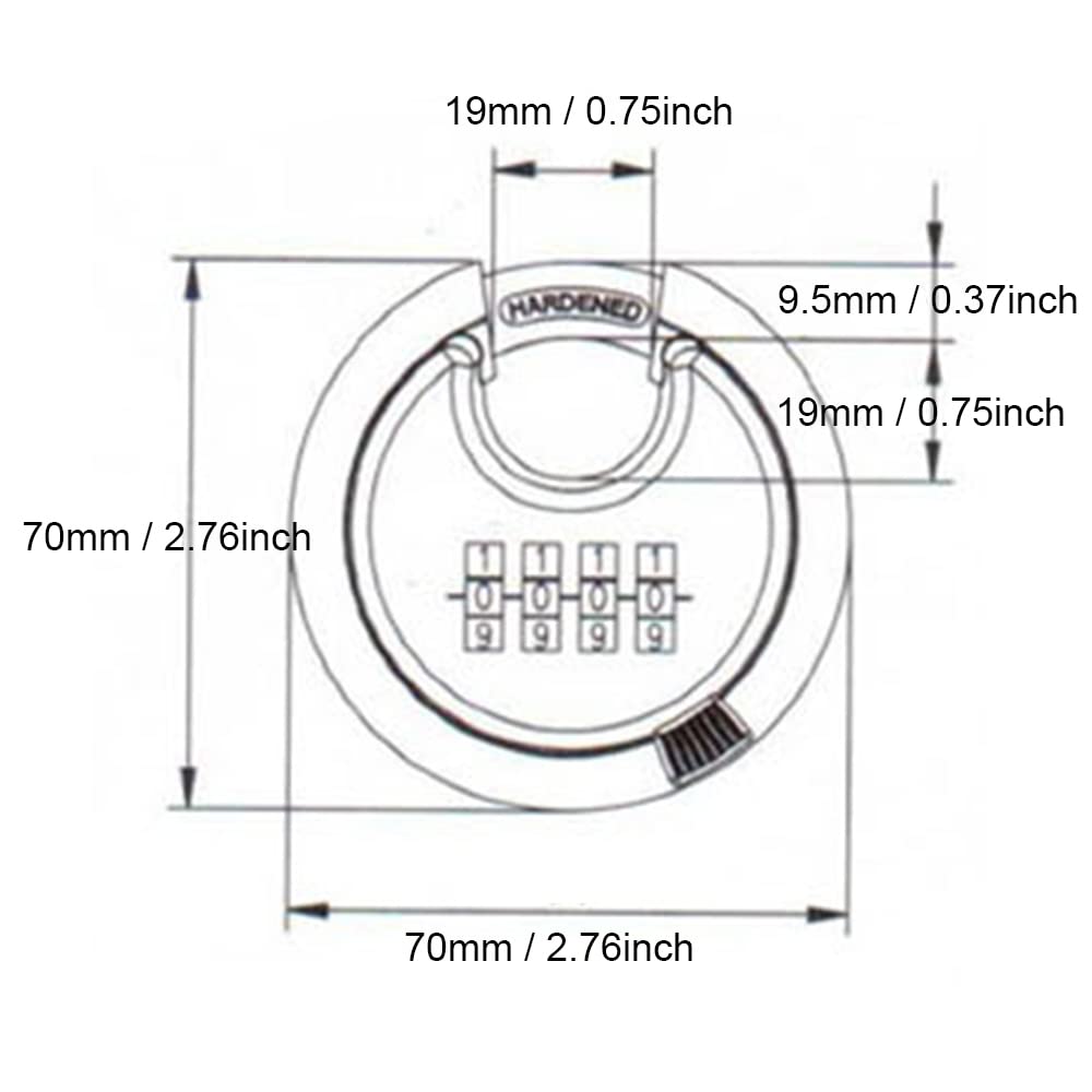 Lxoraziy lucchetto combinazione 4 cifre acciaio 70 mm