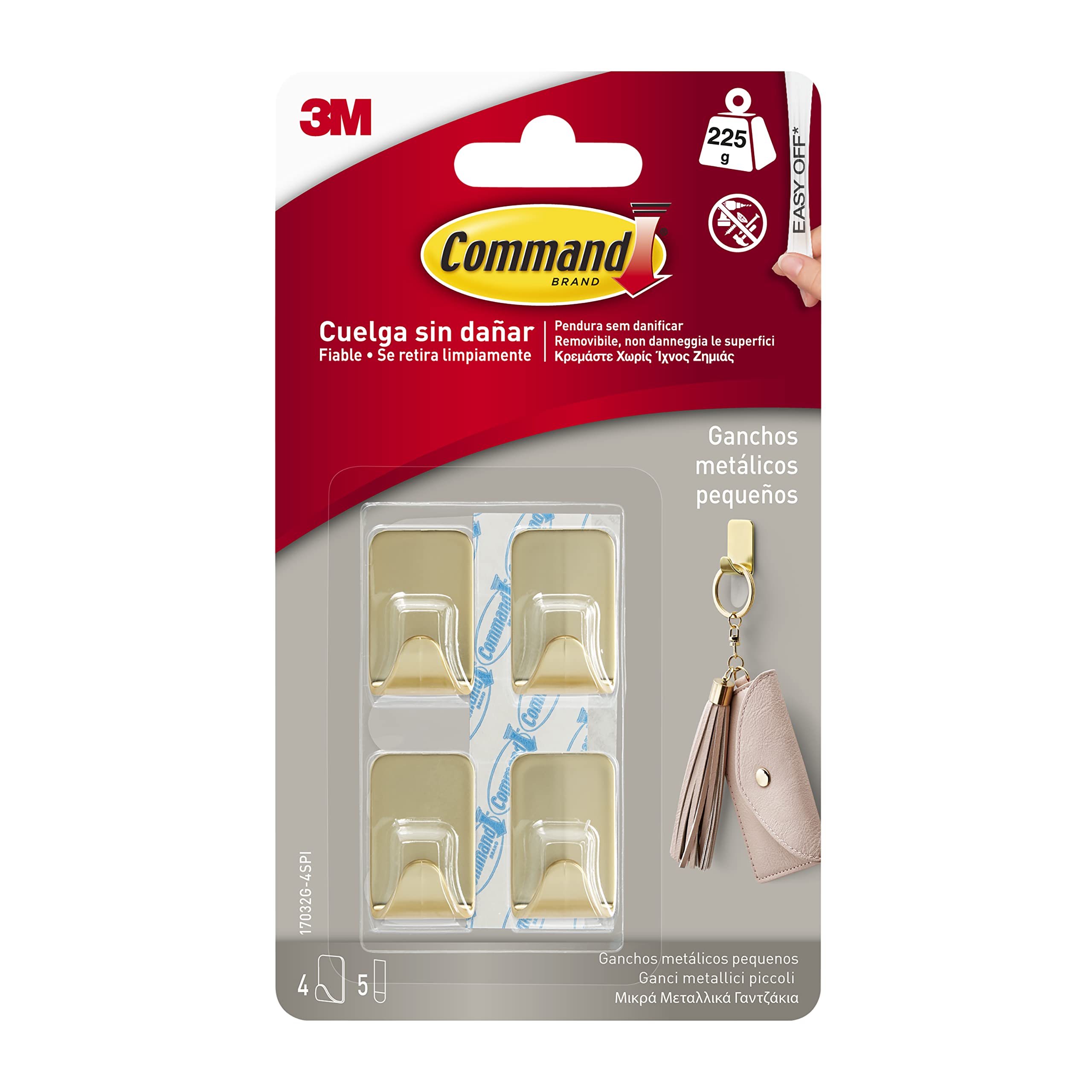 Command 17032BR gancio adesivo piccolo oro 4 pezzi 225 g