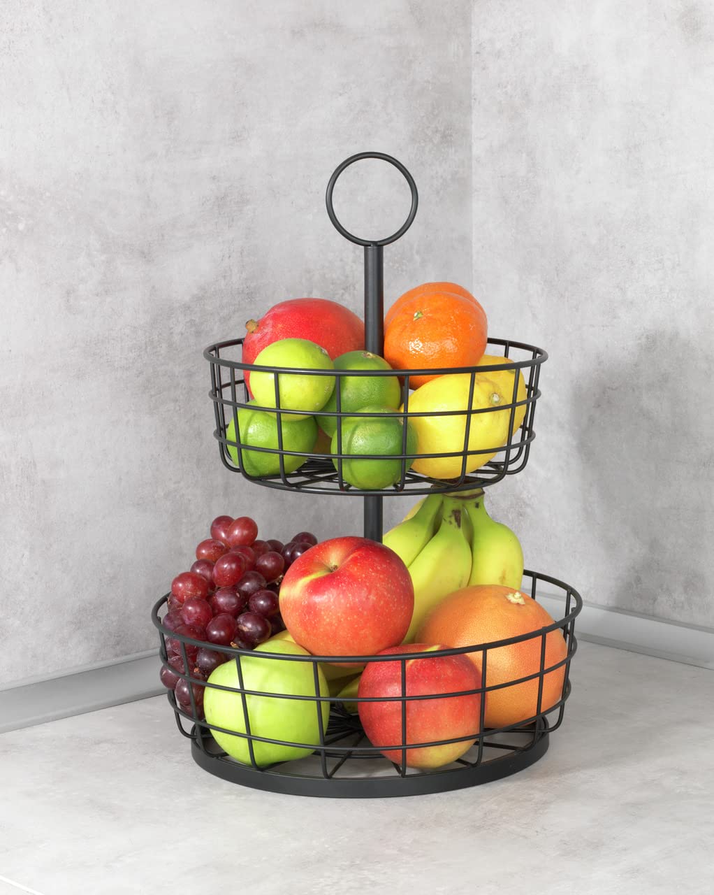 Wenko Scansia Cestello Frutta 2 Piani Metallo Nero 28x39 cm