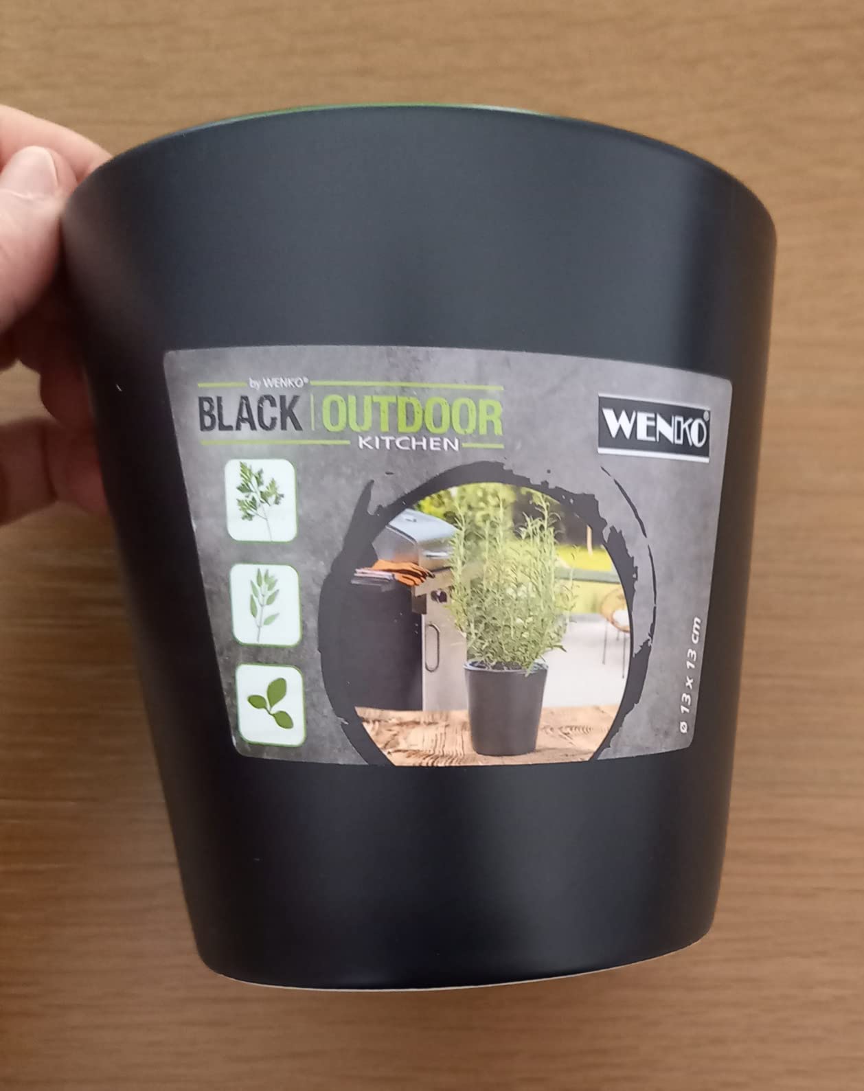 Wenko Black Outdoor Kitchen vasetto erbe nero ceramica
