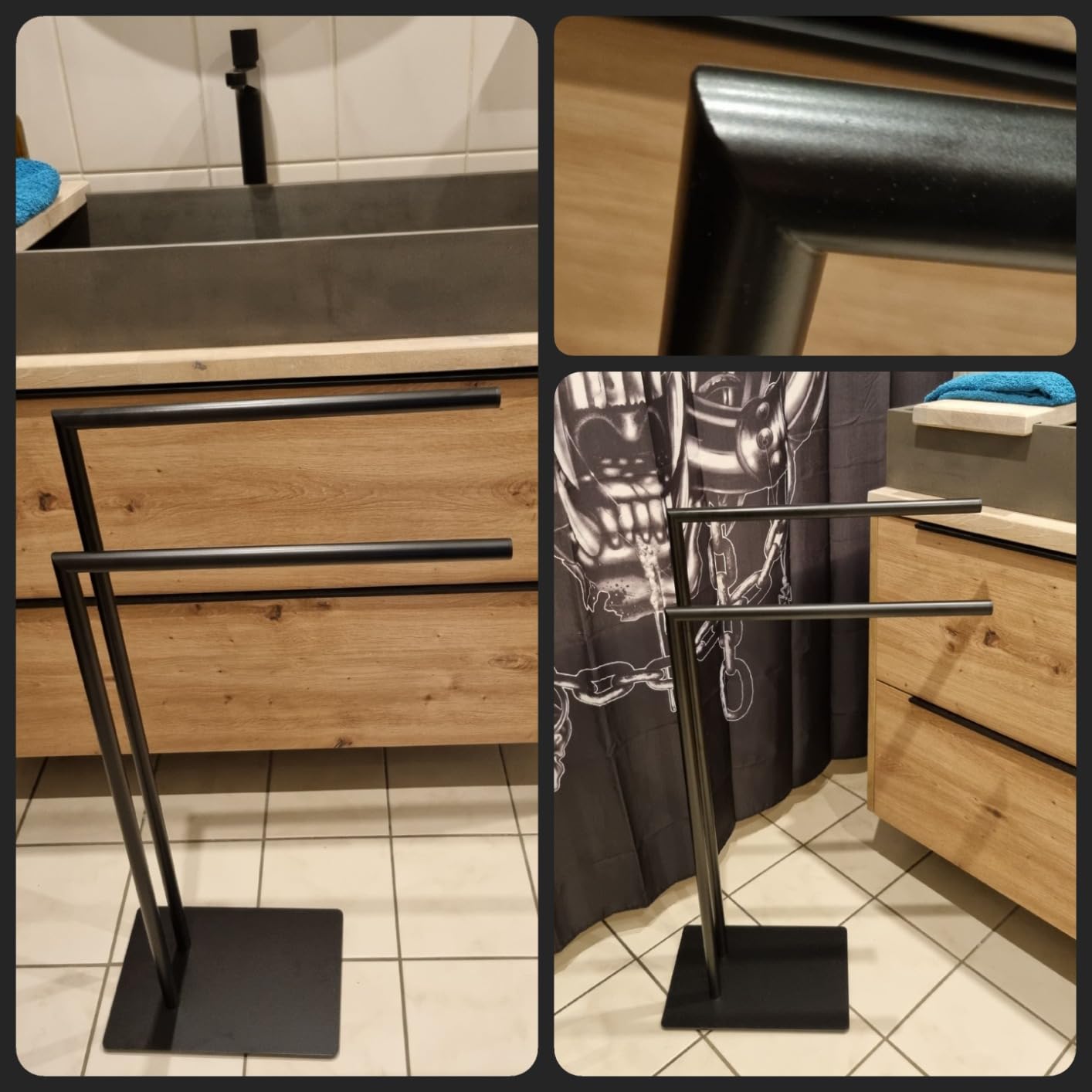Wenko Recco Portasciugamani Nero 48x80,5x20 cm