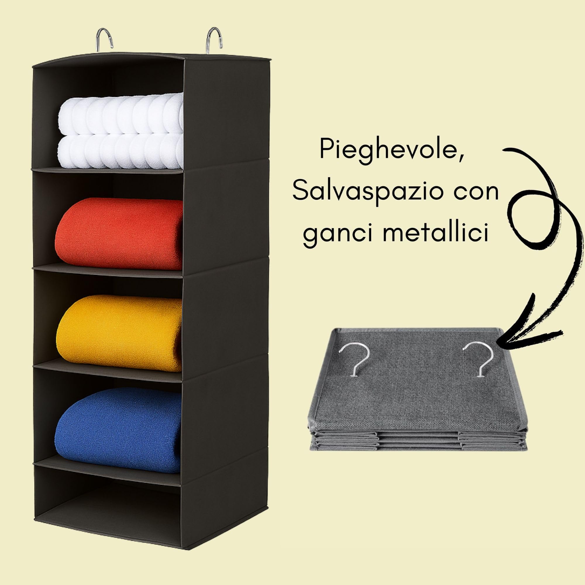 Cecaro Group Organizer Sospeso Grigio 4 Ripiani 30x30x84 cm