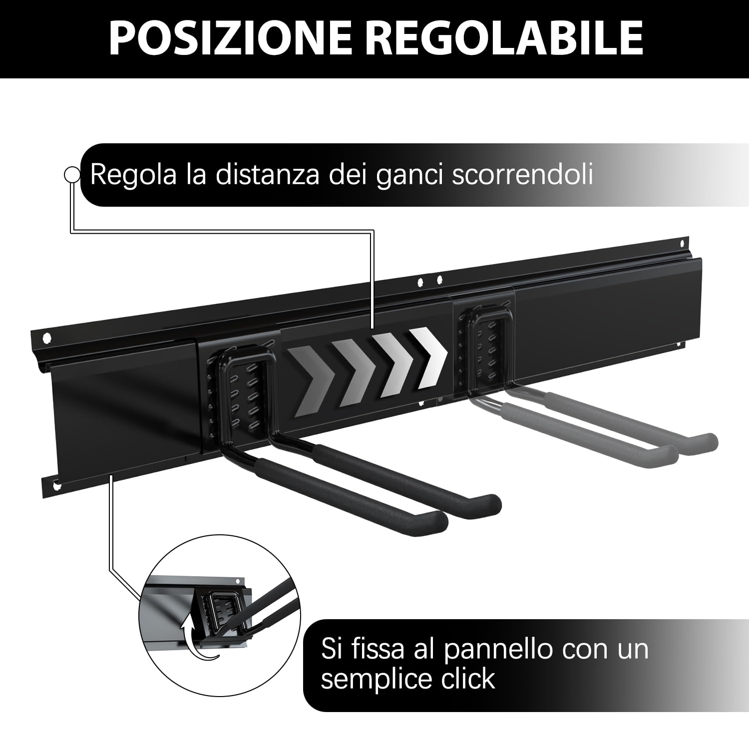 3-H porta attrezzi parete 120 cm acciaio inox 14 ganci
