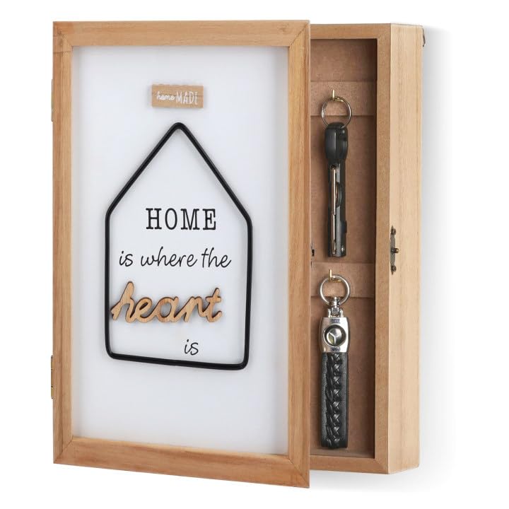 Gachiwar Portachiavi Parete Legno Bianco 27 cm 6 Ganci