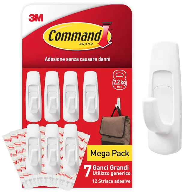 Command ganci multiuso grandi bianchi 7 pezzi portata 2,2 kg