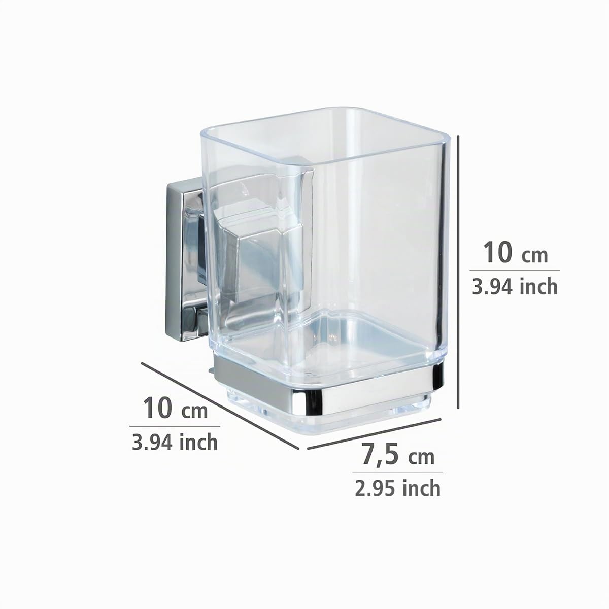 Wenko Vacuum-Loc Quadro bicchiere acciaio 7,5x10x10