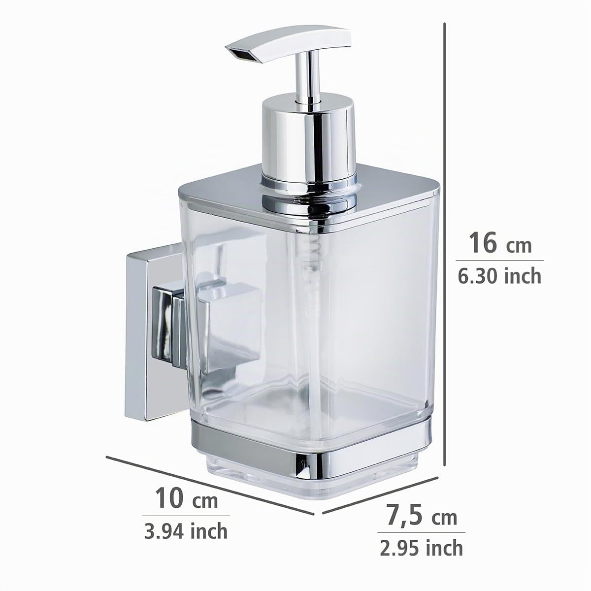 Wenko Vacuum-Loc Quadro dispenser sapone acciaio 330 ml