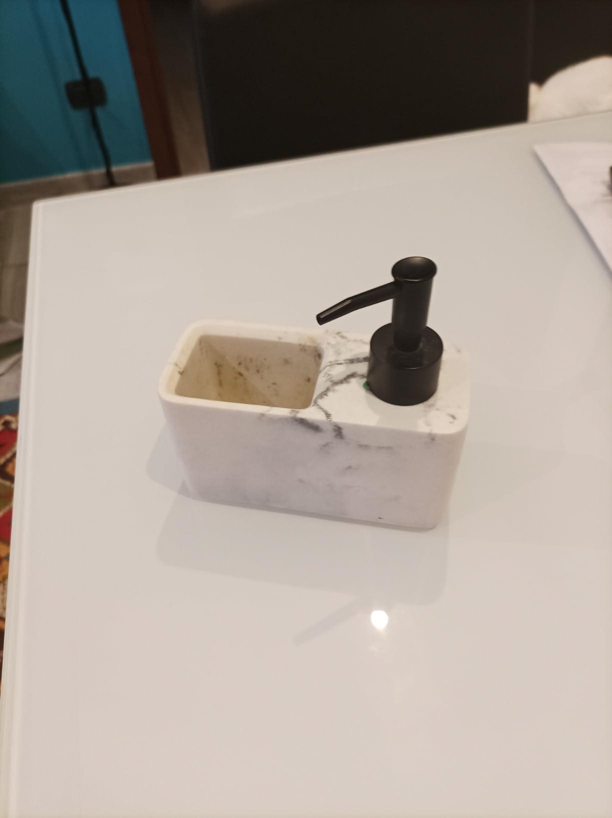 Wenko Resa dosatore cucina marmo bianco 150 ml con spugna