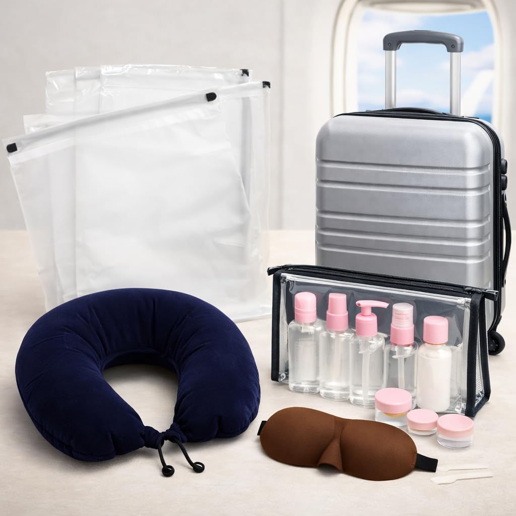 Cecaro Group Kit Viaggio Cuscino Mascherina Flaconi 100ml