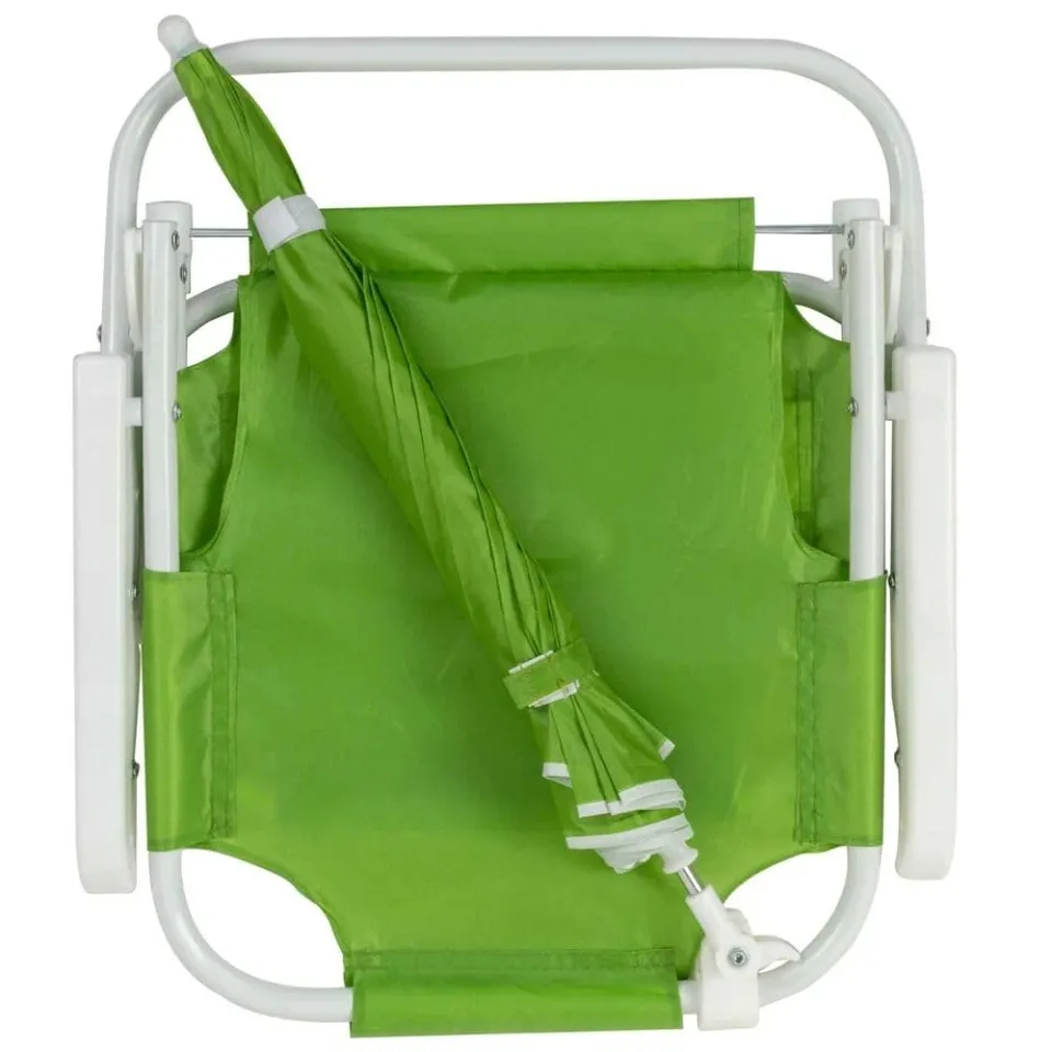 Cecaro Group Spiaggina con Ombrello Sedia Pieghevole Verde 47x37 cm