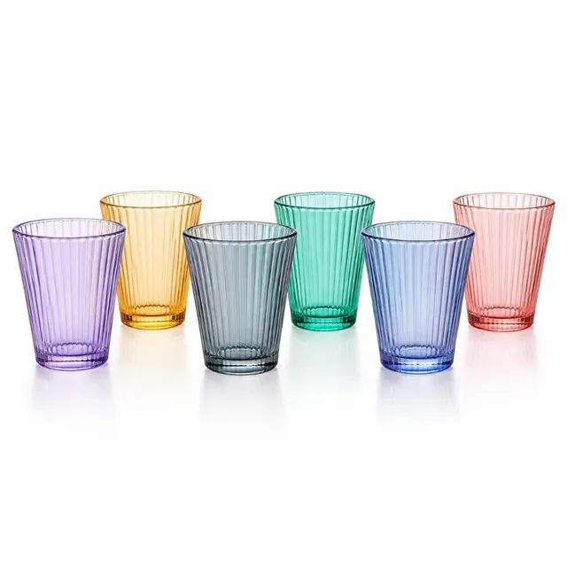 Cecaro Group Serie Color set 6 bicchieri vetro 210 ml rigati