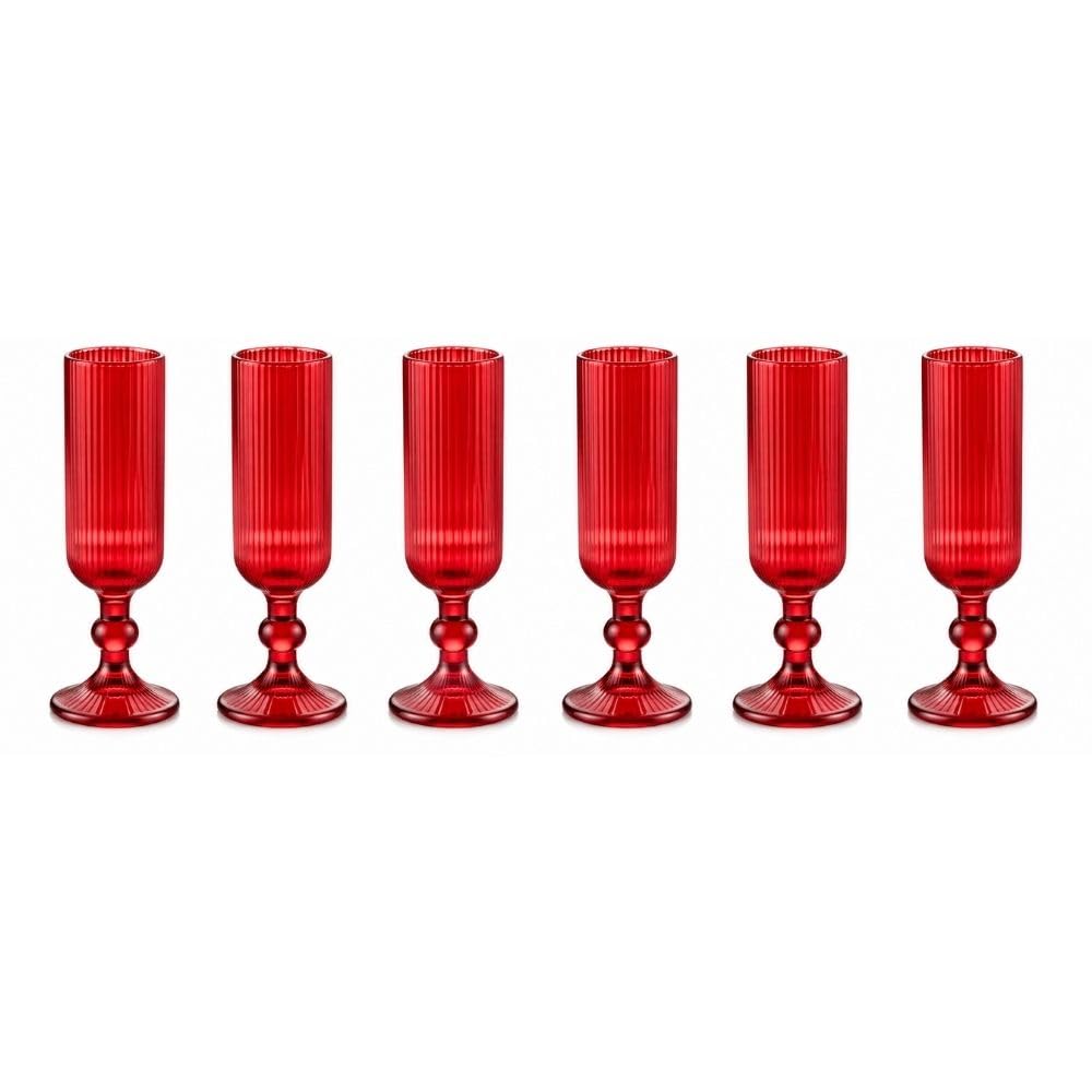 Cecaro Group Rossi Rigati Flute Vetro 160 ml Set 12 Pezzi