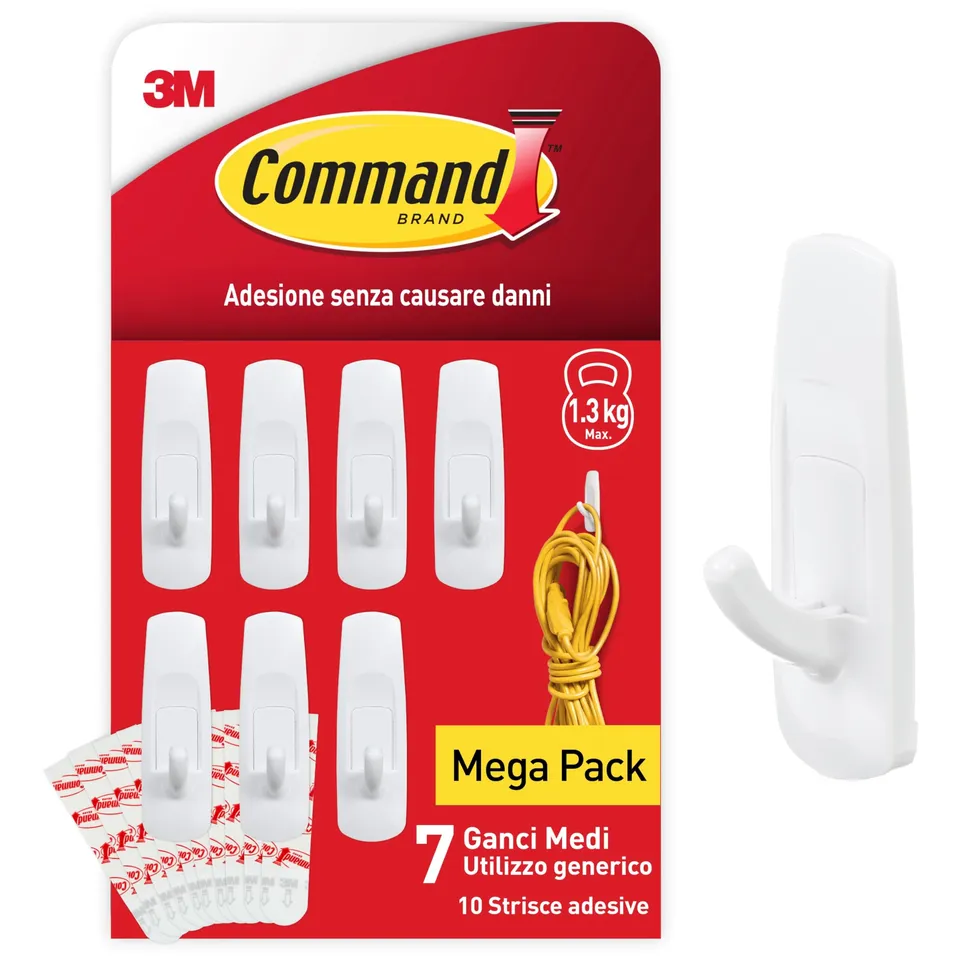 Command Ganci medi adesivi bianchi 1,3 kg 7 pezzi