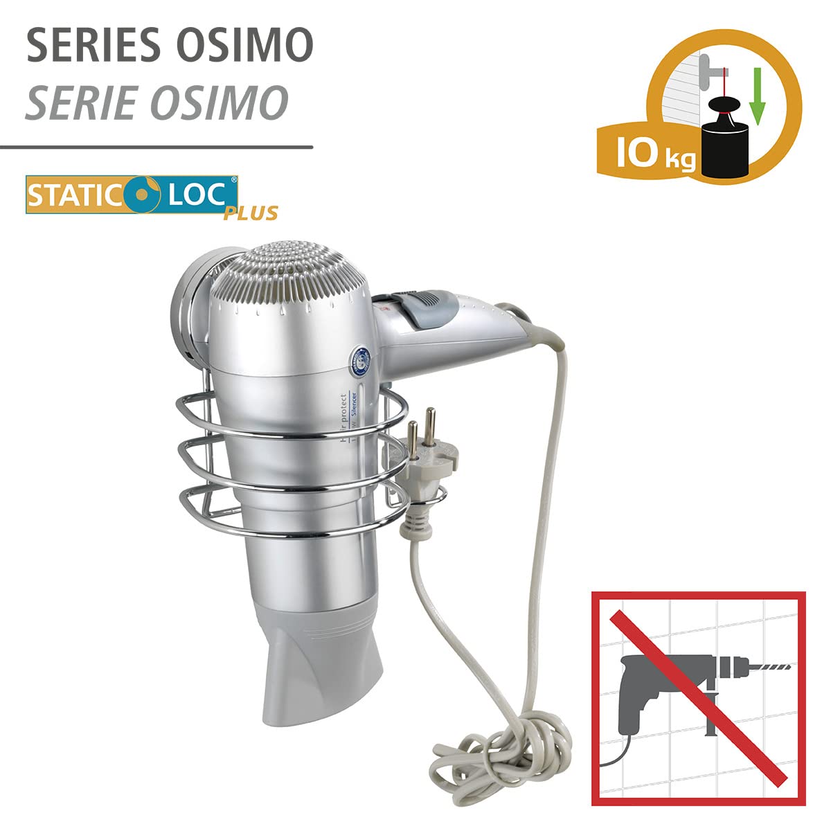 Wenko Osimo Static-Loc Plus portaphon 14x13x11 cm senza fori