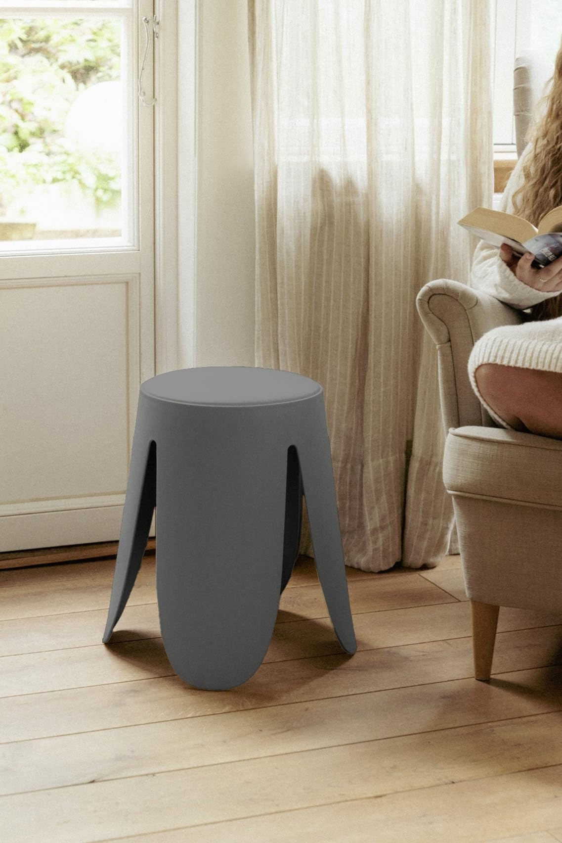 Wenko Comiso Sgabello Bagno 46 cm Grigio 180 kg