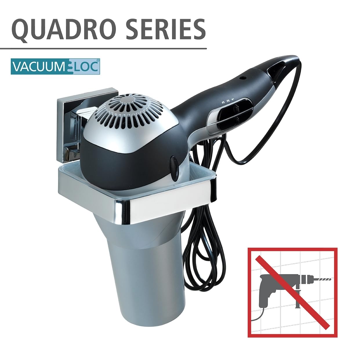 Wenko Vacuum-Loc Quadro portaphon acciaio inox senza forare