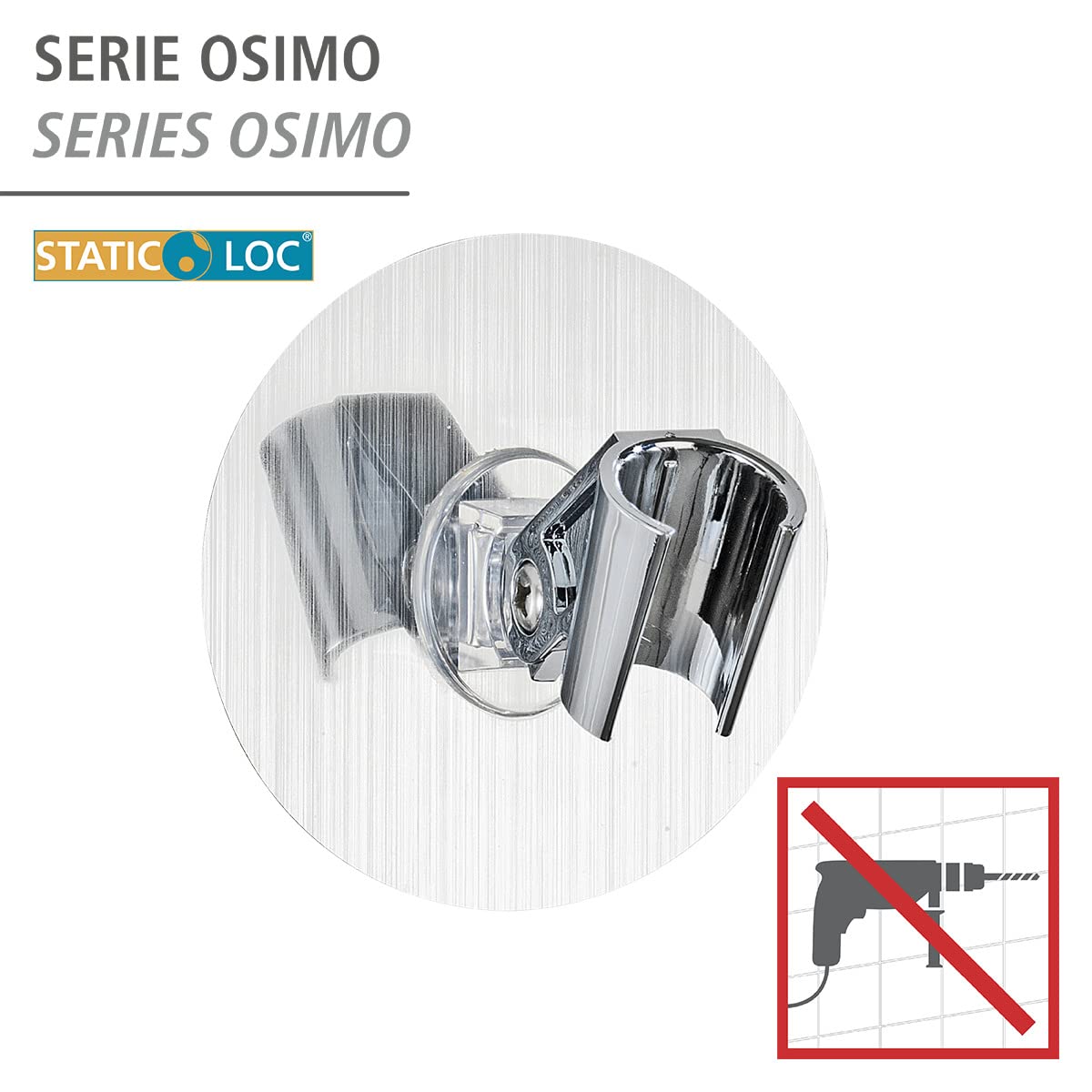 Wenko Static-Loc 22133100 porta-soffione doccia argento