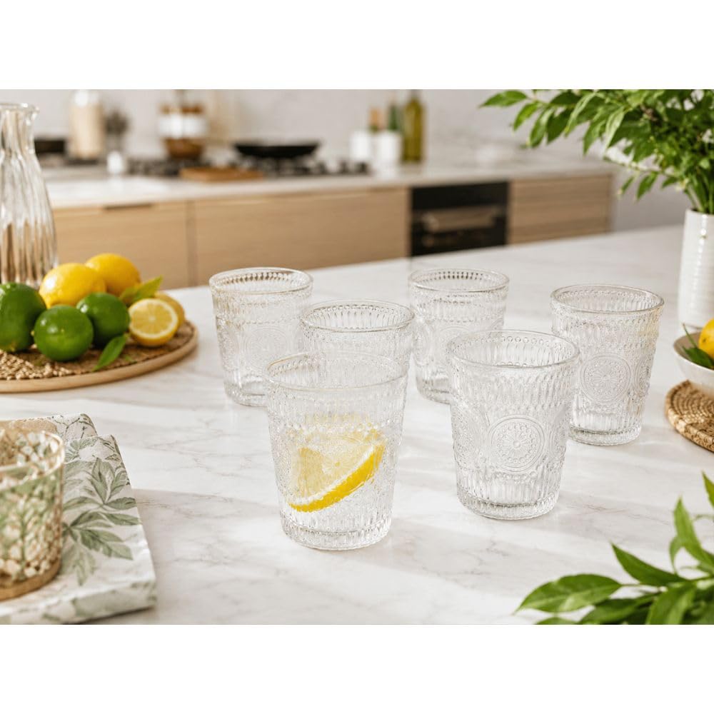 Cecaro Group Set 6 bicchieri 320 ml trasparenti decorati