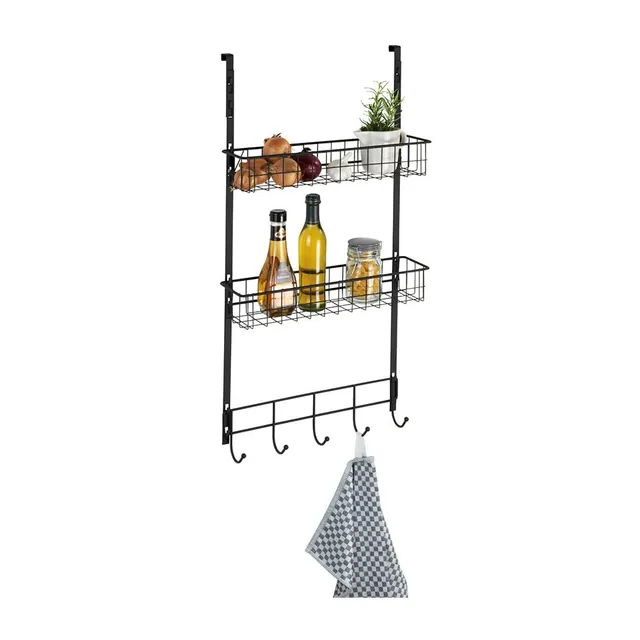 Wenko Scaffale Sopraporta 39x75 Nero Metallo 2 Cestelli