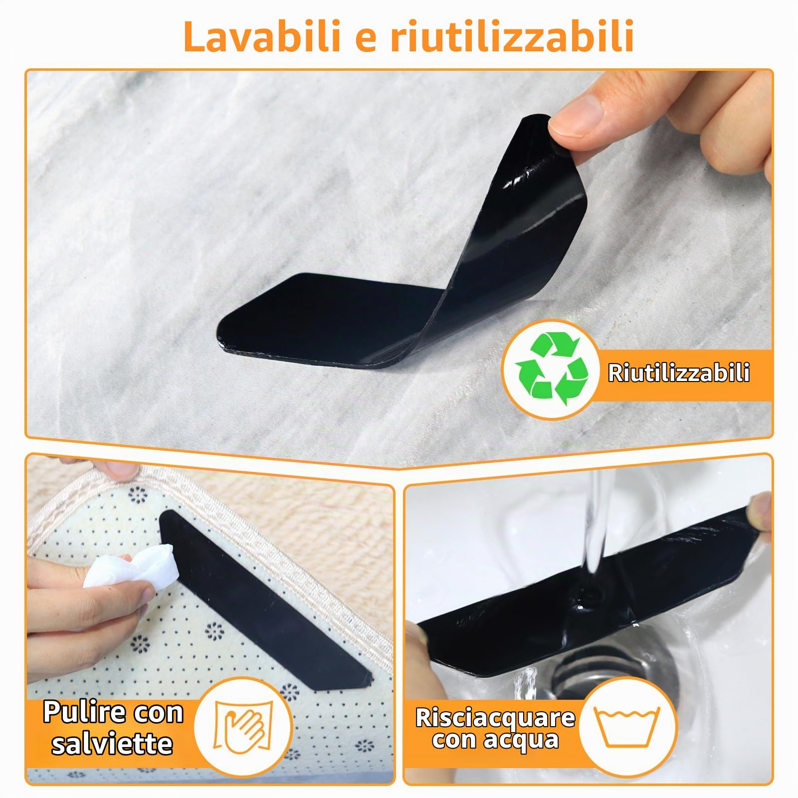 Quelcc Antiscivolo per Tappeti Biadesivo 32 Pezzi Lavabile