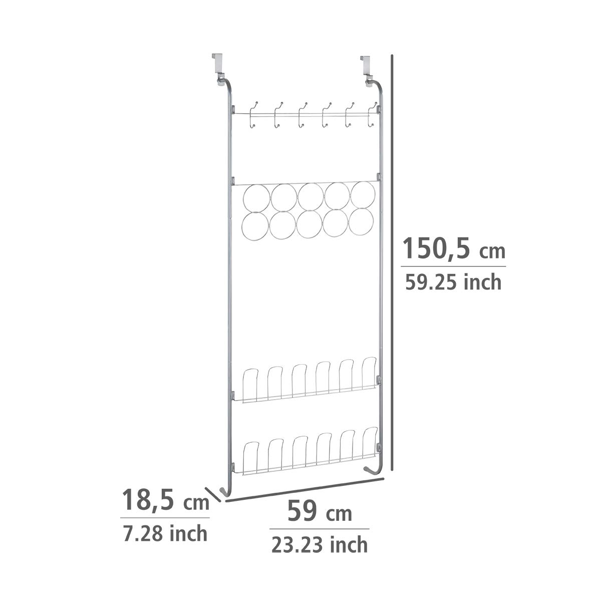 Wenko scaffale appendiporta organizer argento 59x150 cm