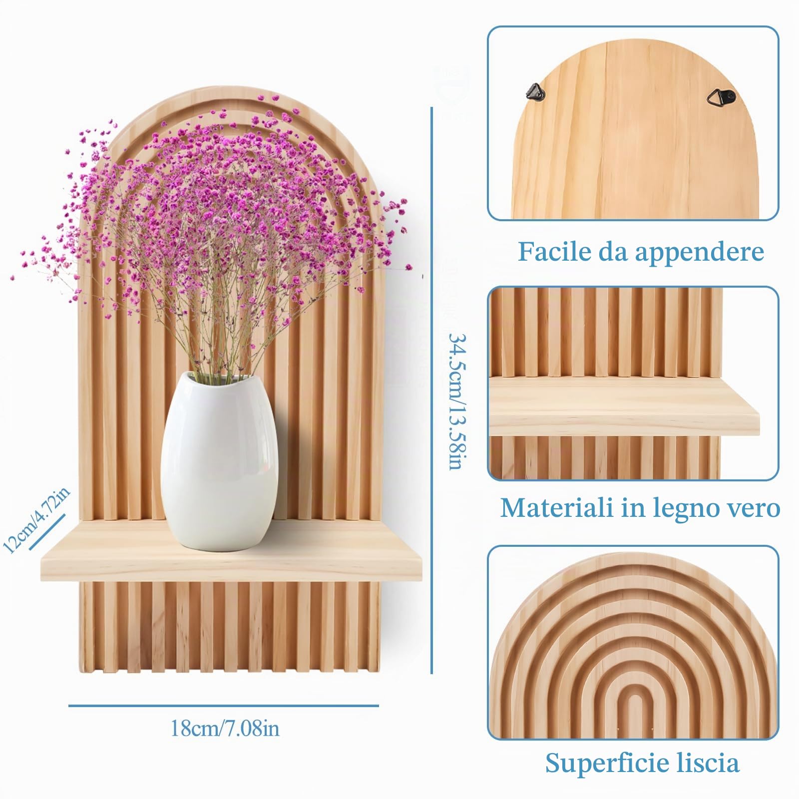 Gachiwar Mensola Parete Legno Beige 34,5 cm Cameretta