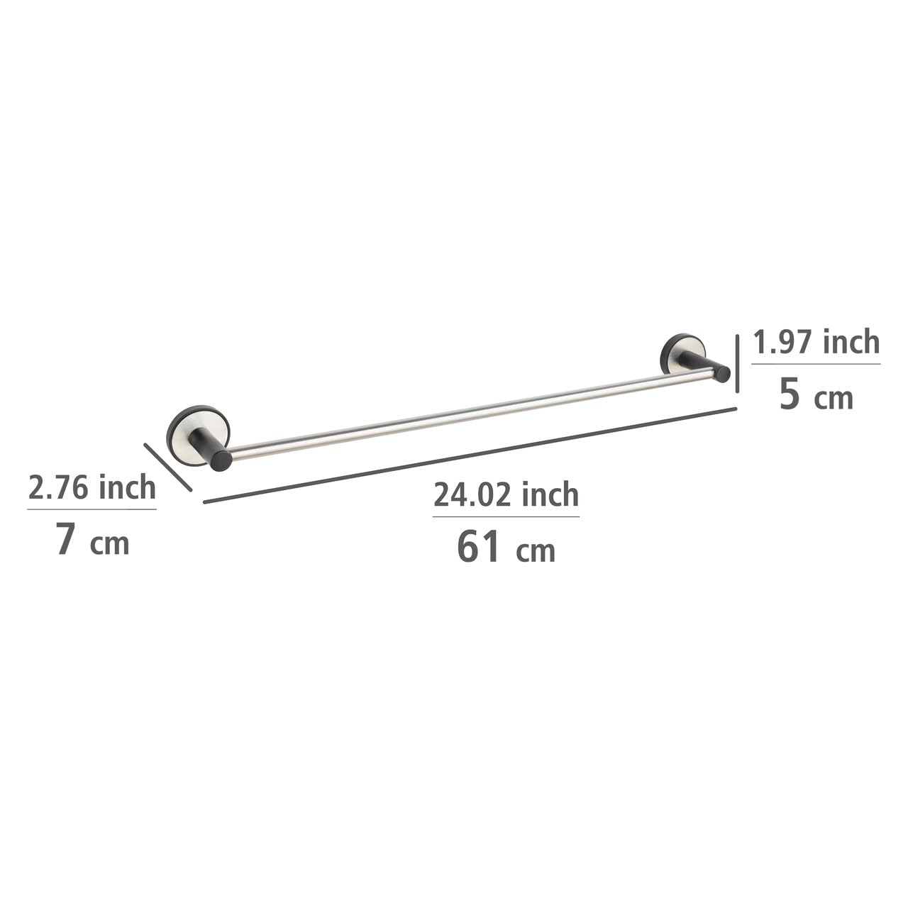 Wenko Udine Uno portasciugamani 61 cm nero senza forare