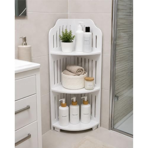 Cecaro Group Scaffale Angolare 3 Ripiani Bianco 80x20x20 cm MDF