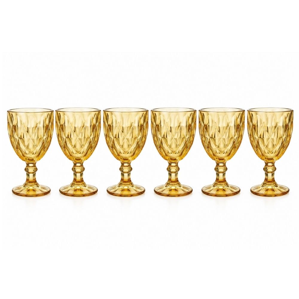 Cecaro Group Set 6 Calici Gialli 340 ml in vetro con gambo