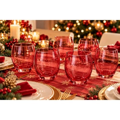 Cecaro Group Set 12 Bicchieri Rossi Vetro 350 ml Lisci