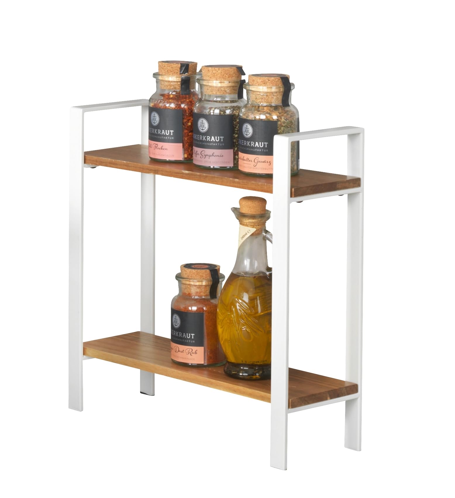 Wenko Louisa Scaffale Cucina 2 Ripiani Bianco Acacia