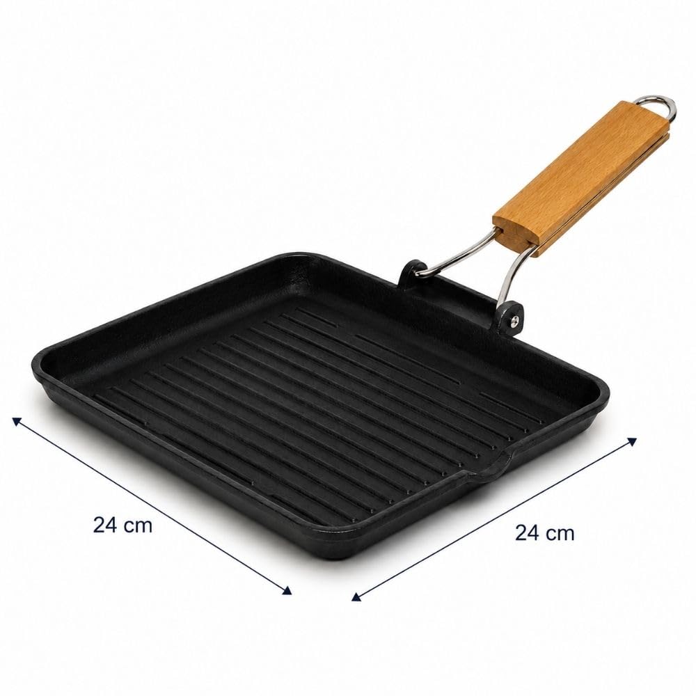 Cecaro Group Bistecchiera Antiaderente 24x24 cm Induzione Legno