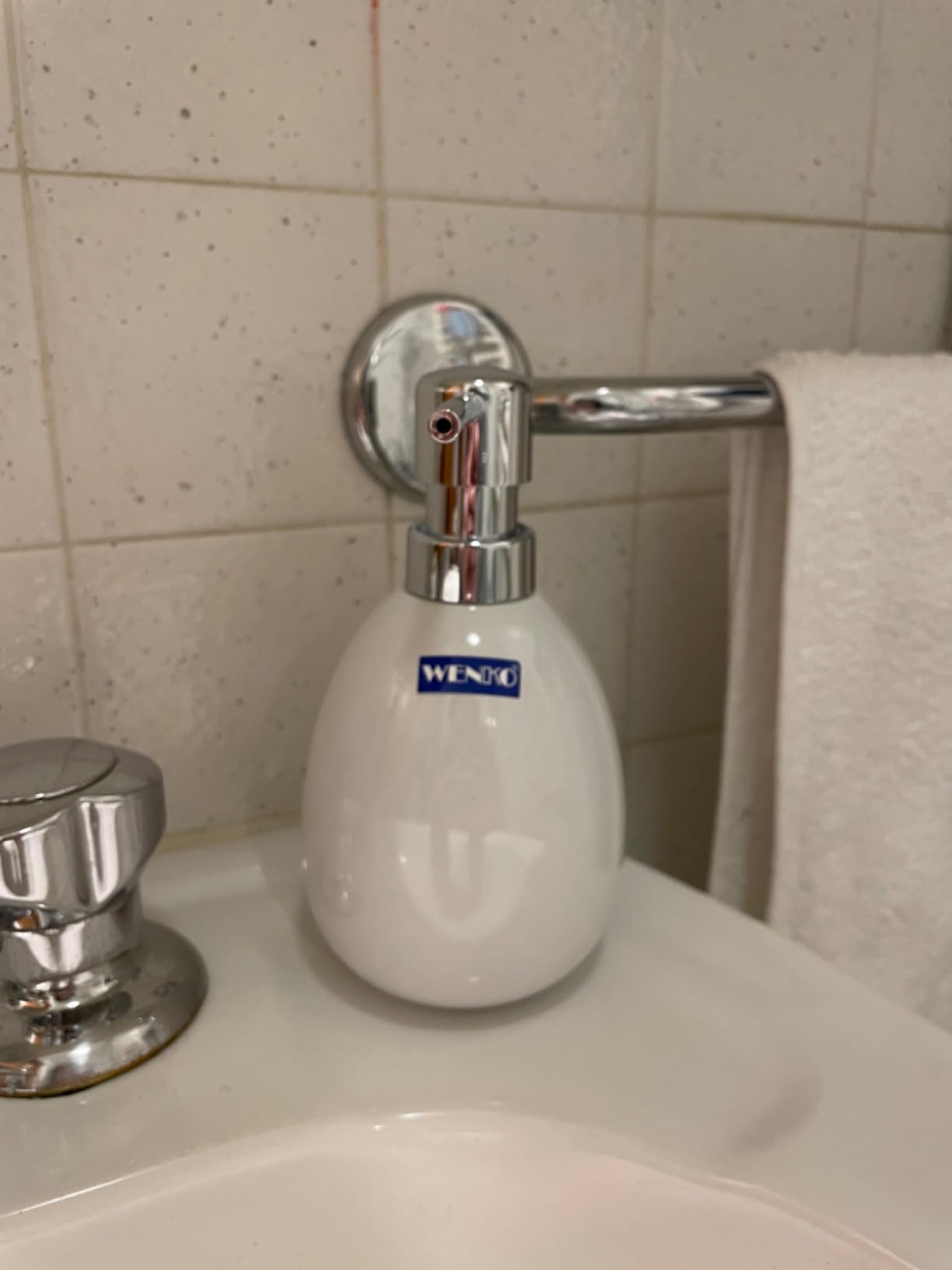 Wenko Polaris dosatore sapone ceramica bianco opaco 390 ml
