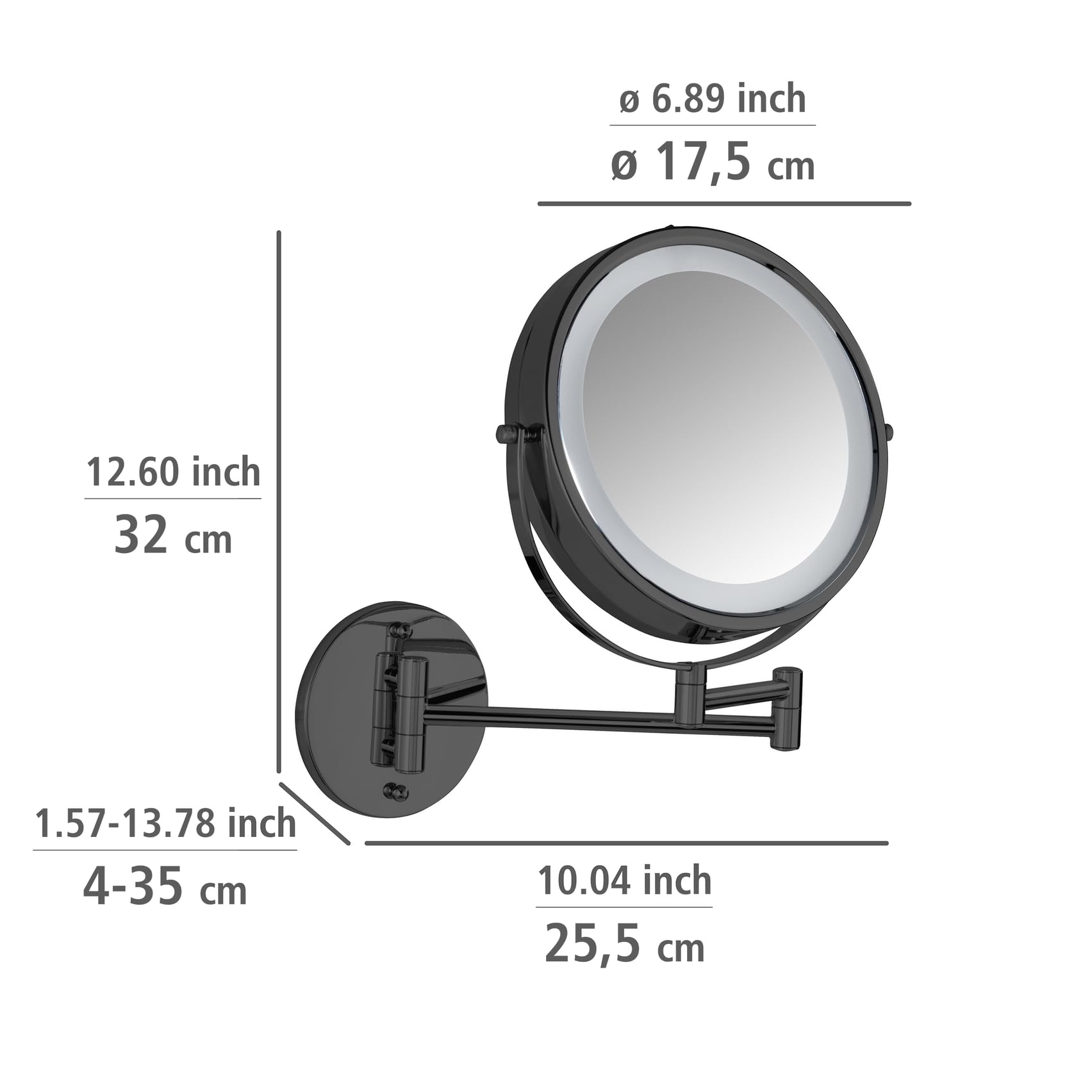 Wenko Power-Loc Lumi specchio LED parete 5x 17,5 cm