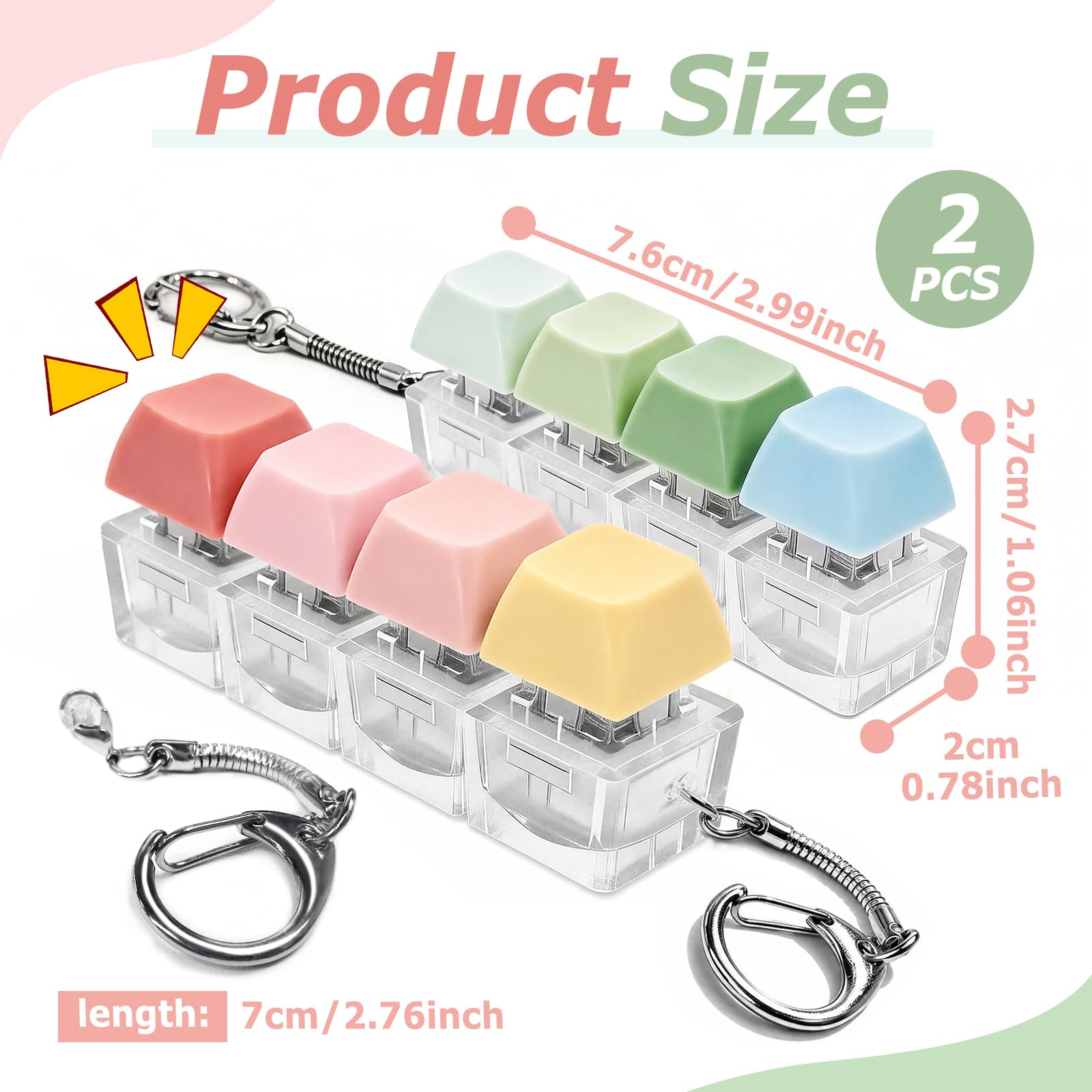 Quelcc Portachiavi Tastiera Fidget 2 Pezzi Verde Pallido Click