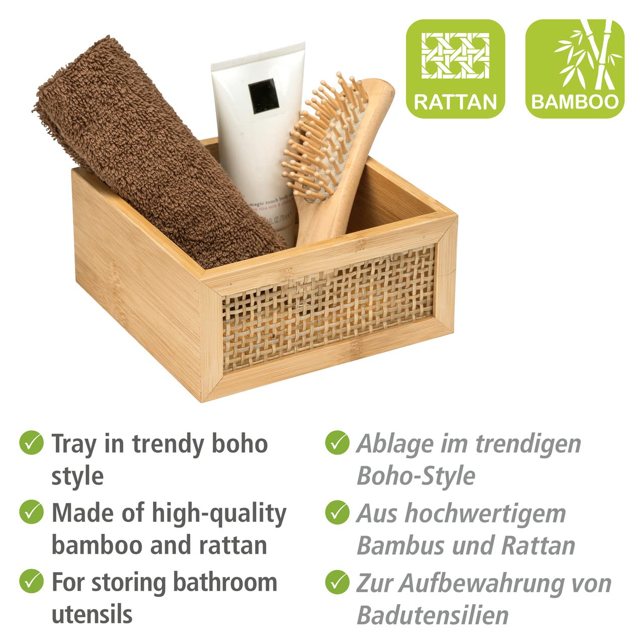 Wenko Allegre M box bagno 15x7x15 cm bambù naturale