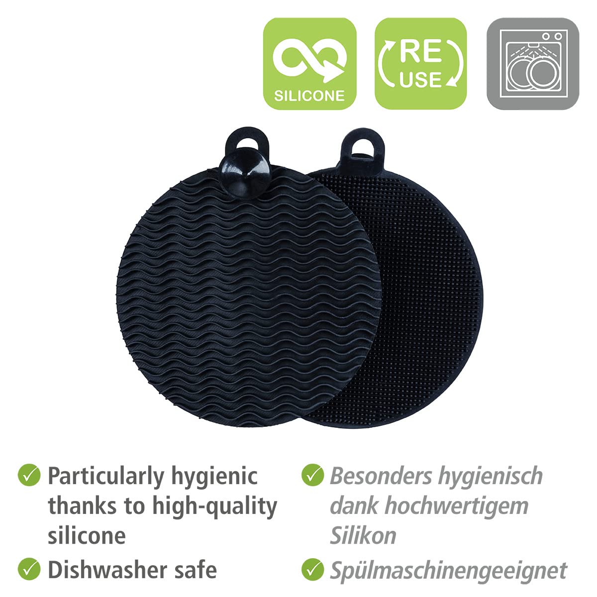 Wenko Soft spugne silicone nere 2 pezzi non graffia