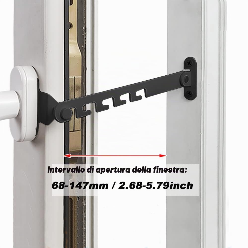 Lxoraziy Ferma Finestra Limitatore Nero 1 Pezzo 165 mm