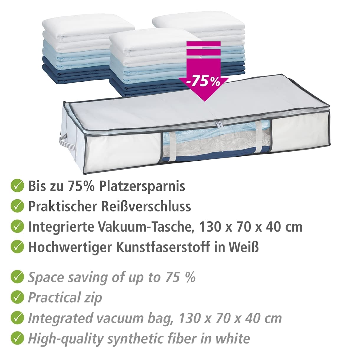 Wenko Vacuum Soft Box contenitore sottoletto bianco 105x45 cm