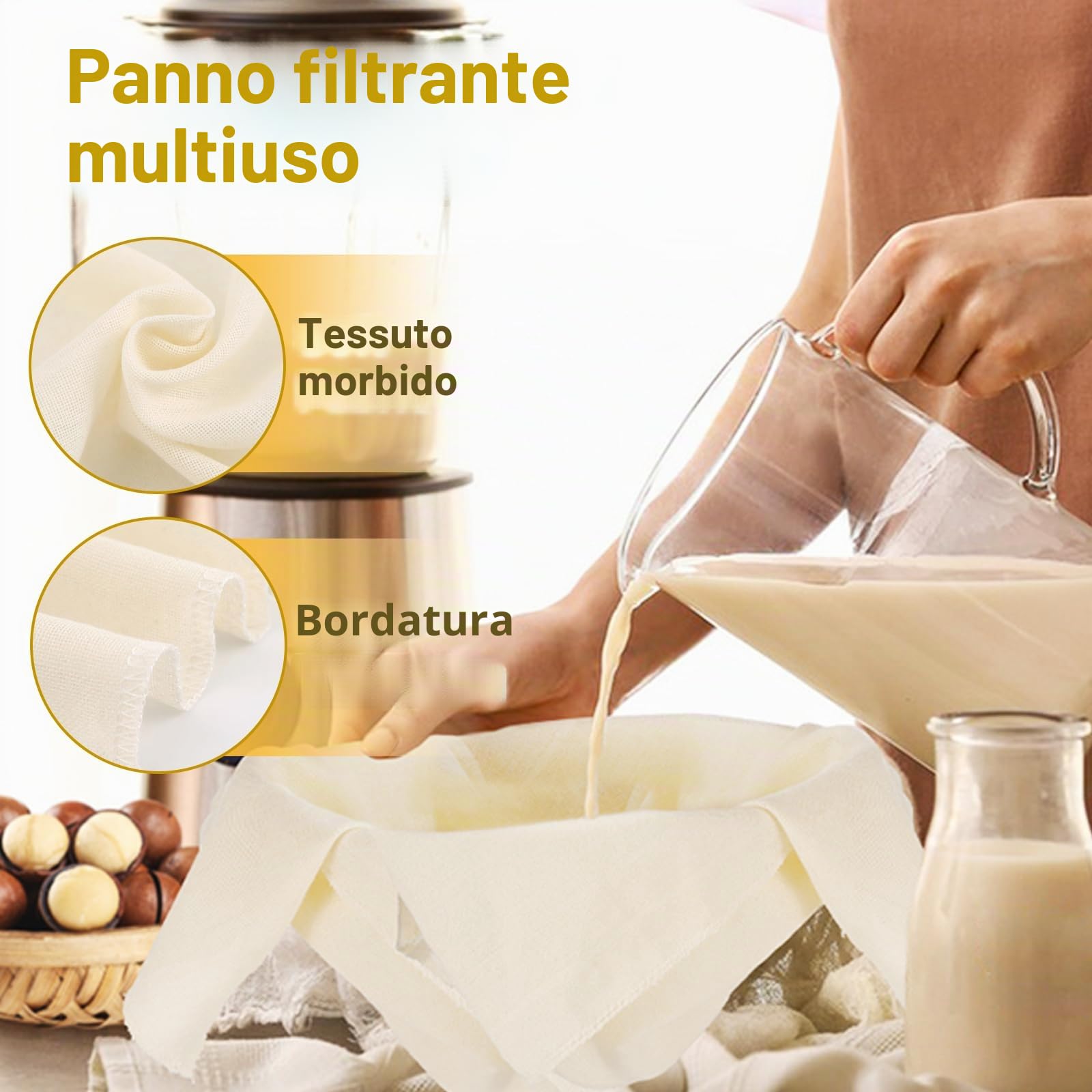 Quelcc Garza Alimentare 50x50 cm 4 Pezzi Cotone