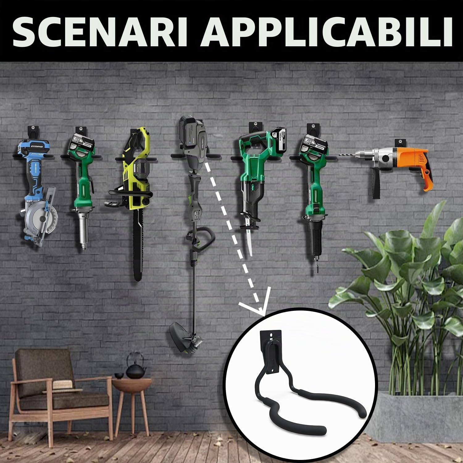 3-H Ganci da Parete Garage 6 Pezzi 50 kg