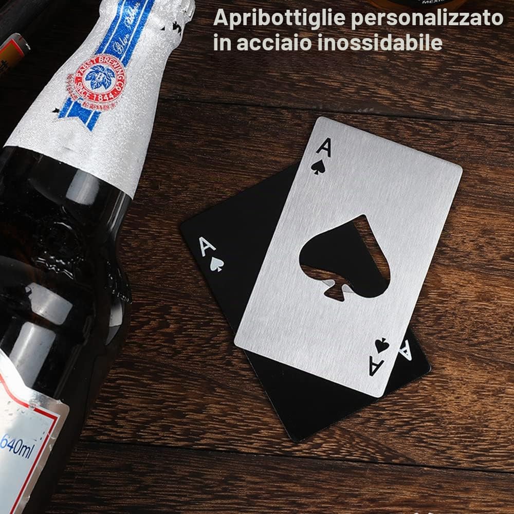 Lxoraziy apribottiglie acciaio asso picche set 10 pezzi nero