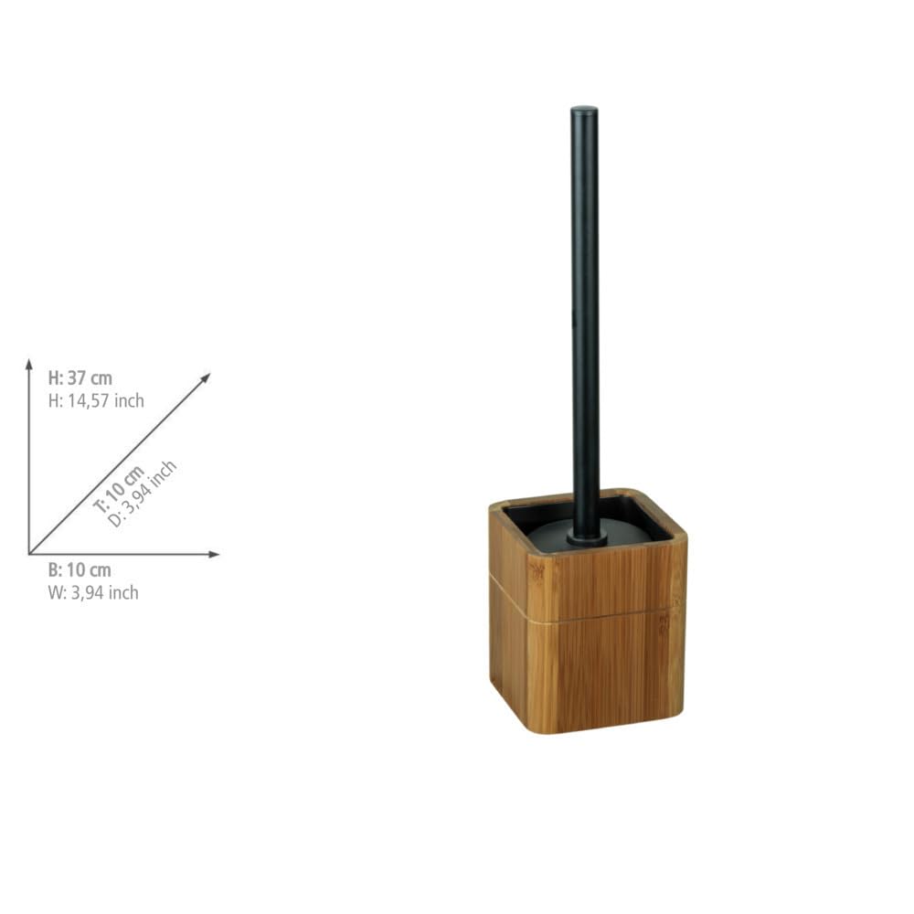 Wenko Serro Set Scopino WC Bambù Nero 10x37 cm Chiuso