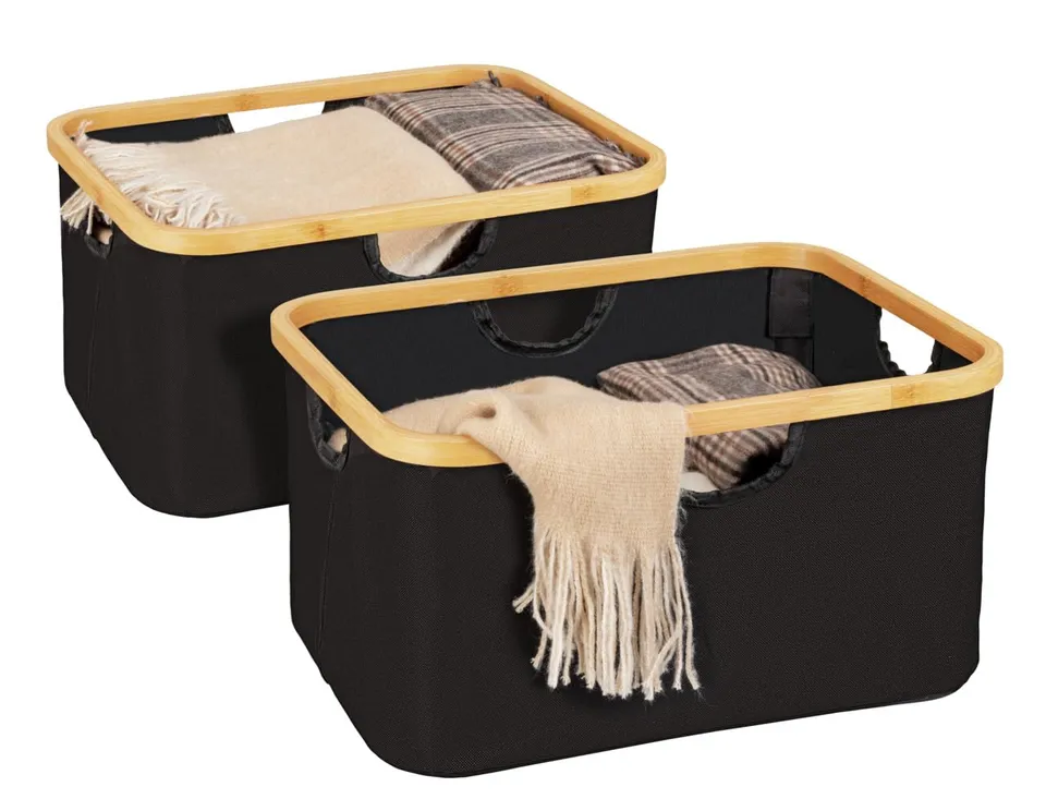 Wenko Ecori cesto 28 l set 2 pezzi naturale pieghevole