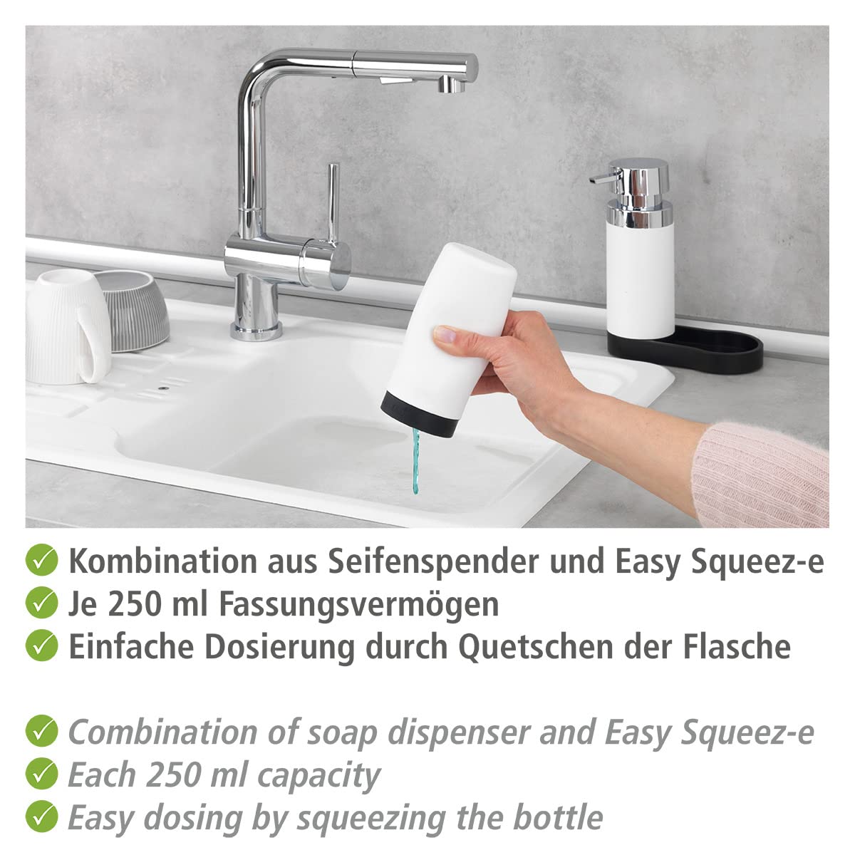 Wenko Easy-Squeeze set dispenser 2x250 ml bianco