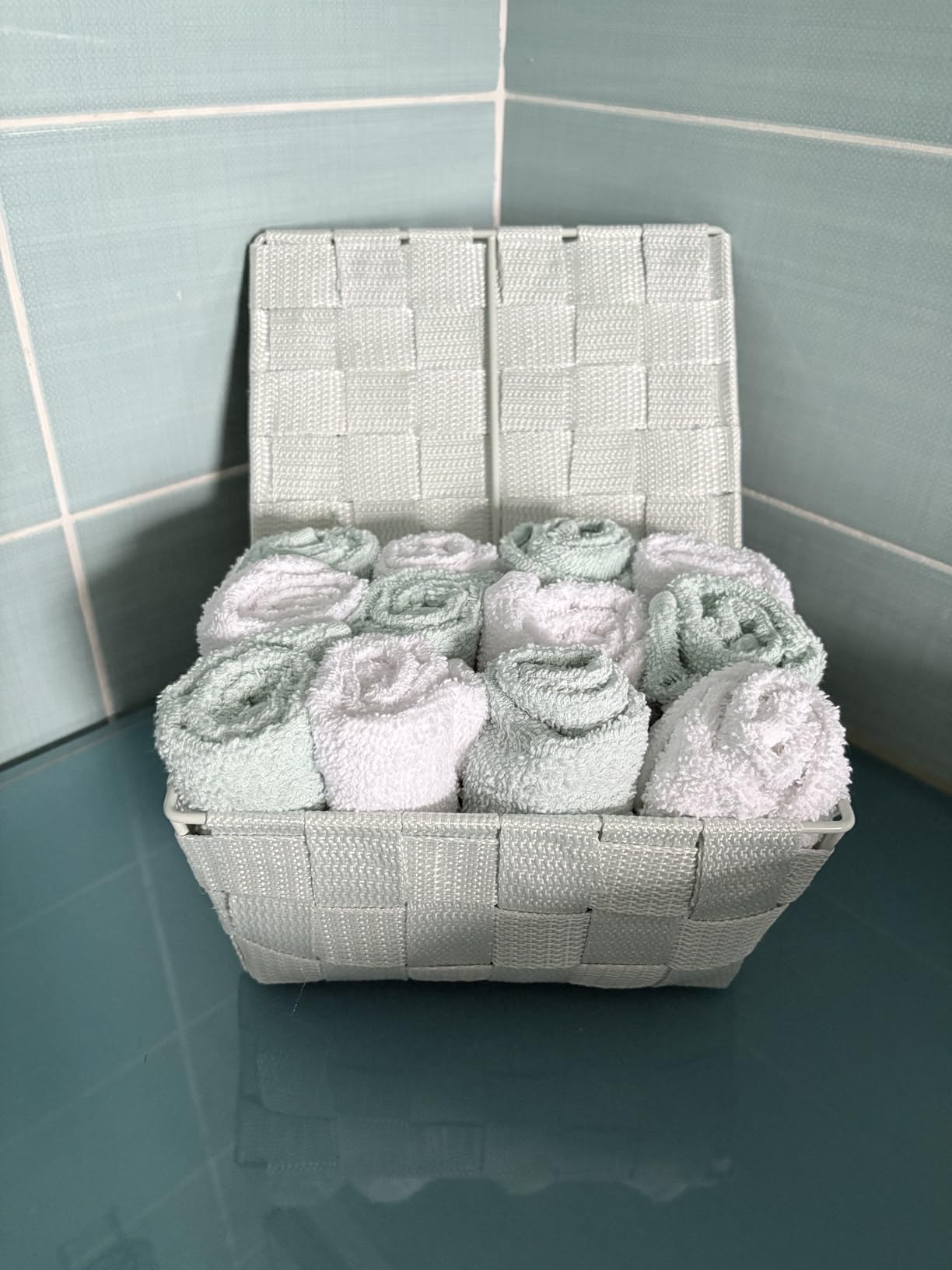 Wenko Adria Cestino Bagno con Coperchio Beige 19x10x14 cm