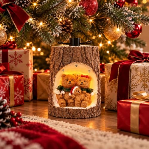 Cecaro Group Base Albero Tronco 35 cm Resina con LED Orsetti