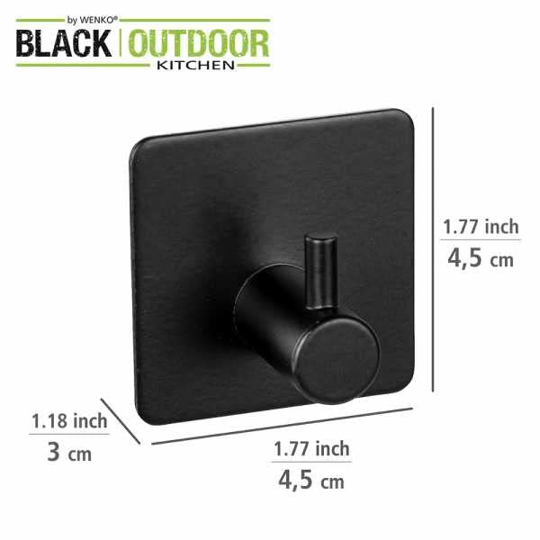 Wenko Ureo Ganci Parete Nero Set 2 Pezzi Acciaio